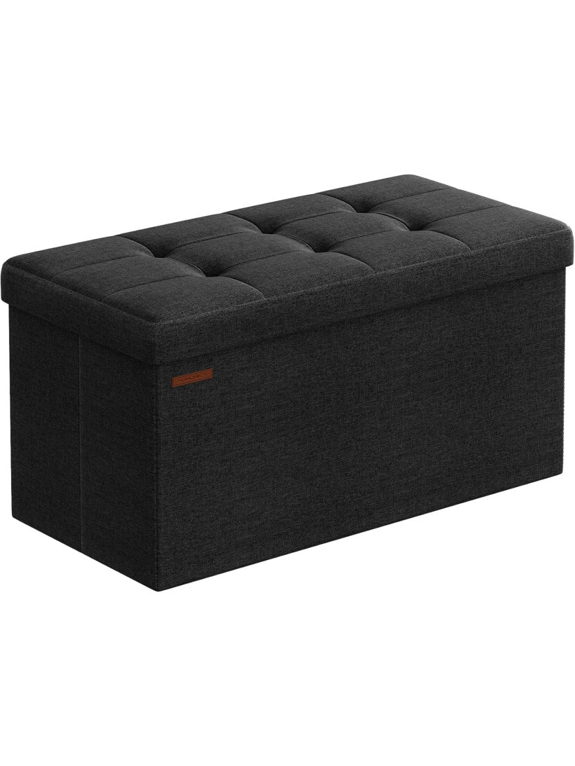 Puf z funkcja przechowywania i skladanym siedziskiem, lawka tapicerowana 38 x 76 x 38 cm, nosnosc 300 kg